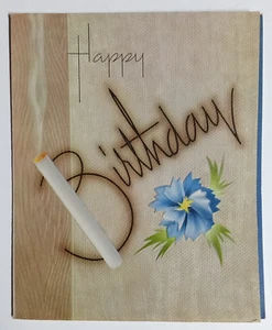 Happy Birthday Grußkarte um 1950 Zigarette blaue Blume unbenutzt NOS - Bild 1 von 3