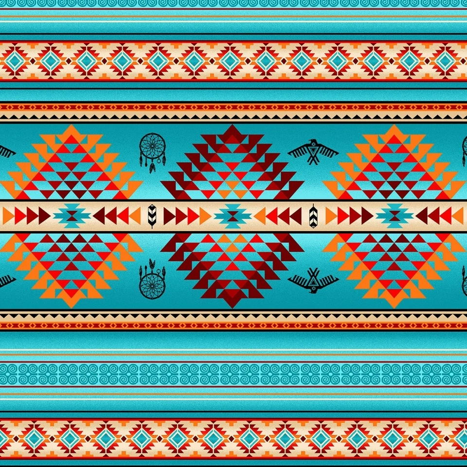 Elizabeth's Studio Tucson Canvas C536 Turquoise Diamond Stripe   Cotton - Image 1 of 1