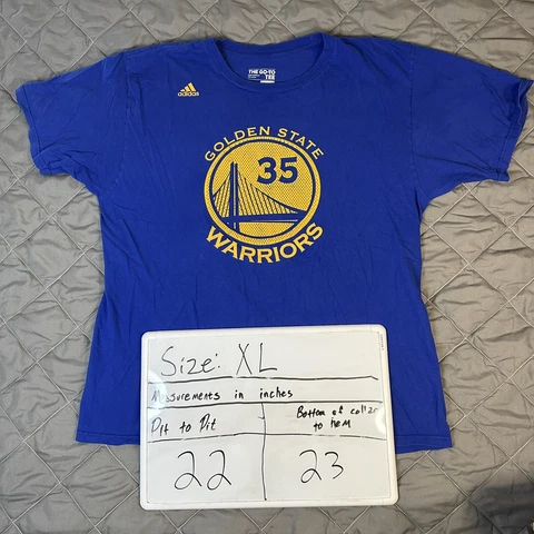 Adidas Golden State Warriors Shirt Mens Extra Large Blue Kevin Durant NBA Bay Cover