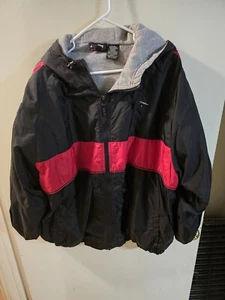 Sun River Sport Windbreaker, XL, Red/Black, Full Zipper, Fully Lined Gray, Hood - Picture 1 of 5