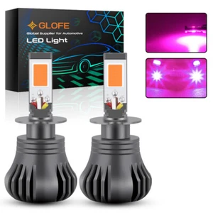 H3 Flash Estroboscópico LED 14000K Rosa Púrpura Luz Antiniebla Bombilla de Conducción DRL 2pk - Imagen 1 de 7