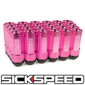SICKSPEED 24 PC PINK ALUMINUM EXTENDED 50MM 2 PC LUG NUTS WHEELS 12X1.25 N13 - Picture 1 of 1