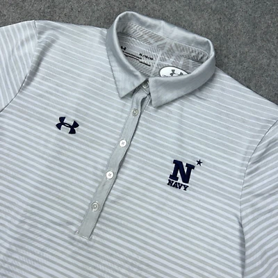 Navy Midshipmen Shirt Womens XL Gray Short Sleeve Polo Under Armour HeatGear - Image 1 of 4