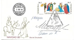Venezuela: 1985; Scott 1343, set in Official FDC signed personalities, EBV1450 - Picture 1 of 2