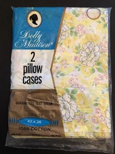 Vtg NEW Dolly Madison 100% Cotton Pillowcases (2 Pack) Yellow Floral (42”x36”) - Picture 1 of 4
