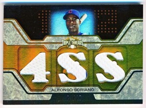 2008 Topps Triple Threads Alfonso Soriano Sepia Triple Jersey #TTR-180 (03/27)