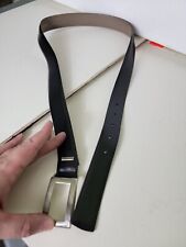 Navyboot Made In Italy Leather Belt Silver  Tone Solid Brass Black 90/105 42"