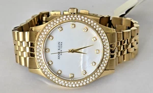 $99 MSRP-  Anne Klein 12/7742MPGB York Stainless Gold-Tone Watch MOP Dial - Picture 1 of 4