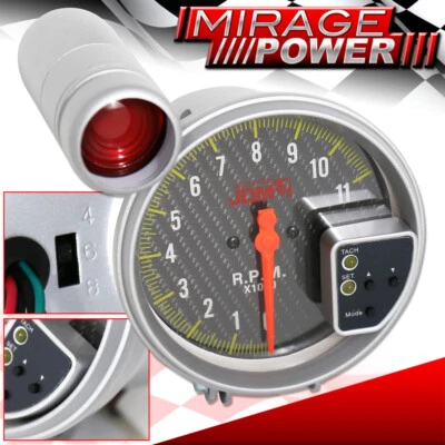 11K RPM 5" JDM LED Tachometer Carbon Fiber Auto Gauge Meter With Red Shift Light Foto 1 de 4