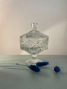 Vintage crystal and candy dish with a lid, crystal sugar bowl, Footed Candy Dish - Picture 1 of 8