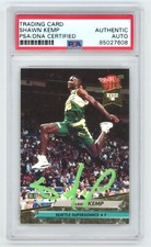 SHAWN KEMP Seattle Signed 1992 Fleer SLAM DUNK Basketball Card + PSA Auto #27608
