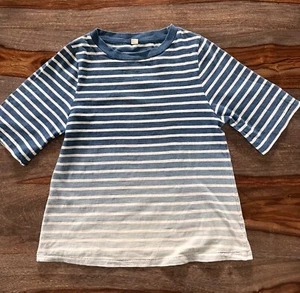 Uniqlo Blue White Striped T Shirt Tee Short Sleeve Round Crew Neck Size XS - Picture 1 of 7
