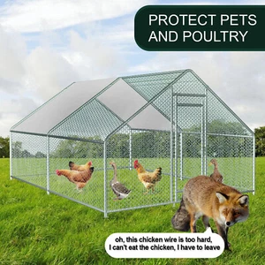 Outdoor 10x13ft Metal Large Chicken Coop Hen Run House Set Walk-in Poultry Cage - Picture 1 of 7