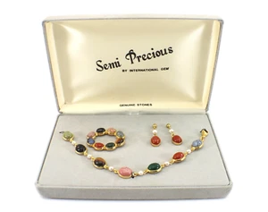 International Gem SCHMUCKSET Halbedelsteine 3-teiliges Set Pin Ohrring Klammer - Bild 1 von 12