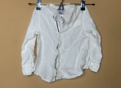 Jacadi 学步儿童男孩尺寸 3y 衬衫纽扣白色亚麻长袖 — 第 1/4 张图片