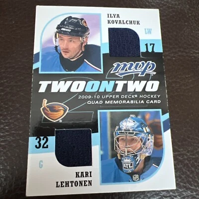 2009-10 Upper Deck MVP - Two on Two Memorabilia Ilya Kovalchuk, Kari Lehtonen  - Image 1 of 2