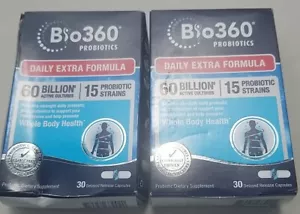 Bio 360 Probiotics DAILY EXTRA FORMULA 60 Billion CFU 60 Capsules X2 Ex 11/2025 - Picture 1 of 6