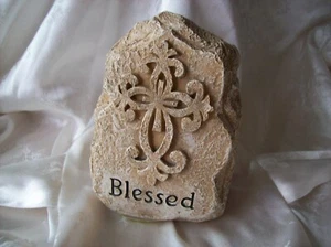 Desk Or Table Decor Paper Weight Fake Rock"Blessed" ECL - Picture 1 of 4