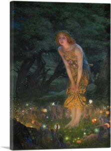 Midsummer Eve 1908 Canvas Art Print by Edward Robert Hughes 26"x18" (.75" Deep)  - Picture 1 of 11