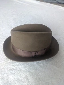 Vintage Dobbs Fifth Avenue Jet 707 Brown Felt Fedora Hat 6 7/8 Ribbon Oval - Picture 1 of 13