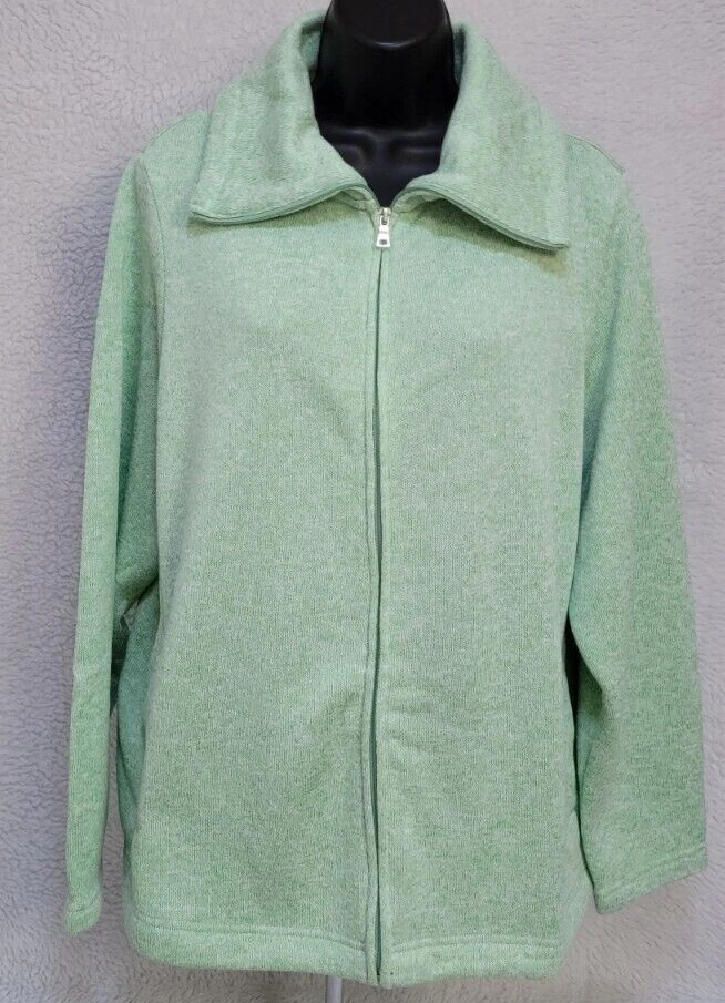 Croft & Barrow Womens Sweater Jacket Coat Size 1X Green White - Image 1 of 4