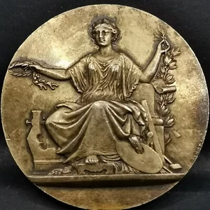 MEDAILLE 1876 FESTIVAL DE MONS EN PEVELE NORD par A BOVY sans poincon 38mm 31.3g - Picture 1 of 2