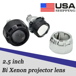 2.5'' HID Bi xenon Projector Lens +Shrouds Headlight Retrofit Fit H1 H4 H7 Kit - Picture 1 of 15