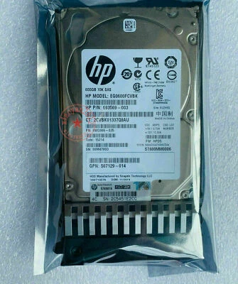 HP 581286-B21 HP 600GB 10K 2.5" 6G SAS HDD DP 581311-001 - Image 1 of 4