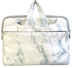 padded laptop bag white & tie dye print 13"x9.5"x1" top handles & strap used - Picture 1 of 12