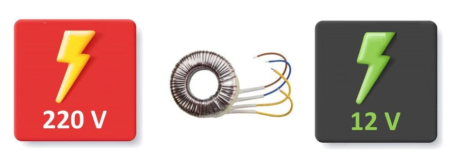 TRASFORMATORE TOROIDALE - INPUT 220V - OUTPUT 12V AC - CON SUPPORTI EXTRA