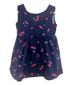 Toddler Girls Sleeveless Cherry Pattern Sundress Summer Size 90/ 12-24M NEW - Picture 1 of 2