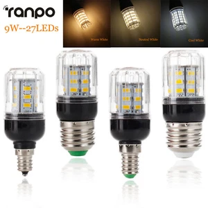 E27 E14 LED Corn Light Bulbs White Home Lamp 9W 27LEDs 5730 SMD 230V DC 12V 24V - Picture 1 of 14
