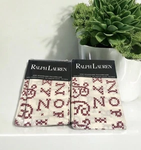 (2) Ralph Lauren Standard Pillowcases Village Inn Pink Alphabet 200 Ct Irregular - Picture 1 of 8