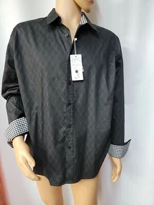 COOFANDY Men's XL Long Sleeve Button Up GEO Pattern Black Shirt Casual NWT #WM1 - Picture 1 of 12