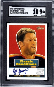 2001 TOPPS HERITAGE BRETT FAVRE CLASSIC RENDITIONS AUTO SGC 9