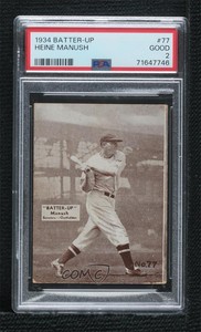1934-36 National Chicle Batter-Up R318 Heinie Manush #77 PSA 2 HOF