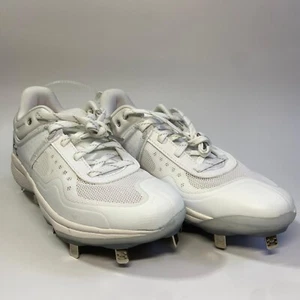 Under Armour Charged Glyde Softball Cleats All White Orange Womens 6.5 Metal New - Picture 1 of 7