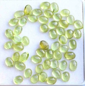 30.20 Cts Natural Peridot 4*6 MM Oval Cabochon Loose Gemstone Lot - Picture 1 of 3
