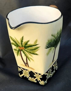 Pacific Rim Hand Painted Palm Trees Water Pitcher w/ Square Base (EUC) - Picture 1 of 7