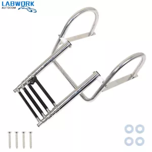 4 Steps Pontoon Boat Ladder Stainless Steel with Pedal Hand Railing Ladder US - Picture 1 of 12