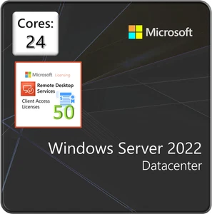 Microsoft Windows Server 2022 Datacenter - 24 Core (w/ 50 RDS CALs) (P71-09407) - Picture 1 of 1