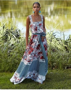 Badgley Mischka Red and Blue Patterned Dress - Picture 1 of 8