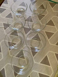 Vintage Mid-Century Modern Clear Glass Dessert Set – 7 Bowls & 8 Plates - Picture 1 of 8