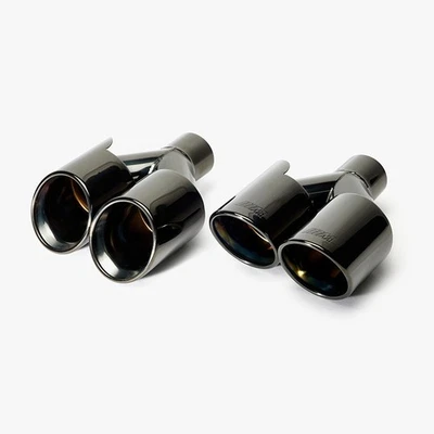 L+R OD:3.5" M Exhaust Tip Black Stainless Steel Dual Pipe Quad Tailpipe For BMW - Image 1 of 4