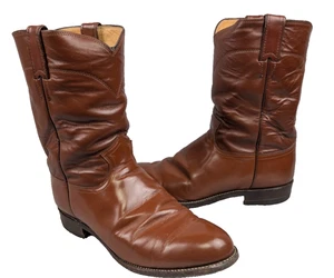 Justin 3802 Herren 9 Westernstiefel Braun Leder Halbhoher Roper Cowboy Schlupfstiefel - Bild 1 von 24