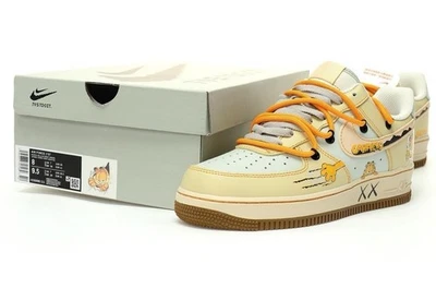 Nike Air Force 1 Low Garfield Amarillo Tierra/Verde Como Nuevo Cuero Naranja Cordones 9US Foto 1 de 4