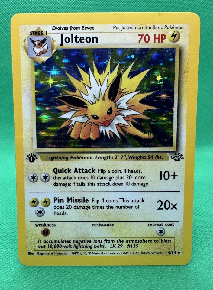 Pokémon Jolteon TCG Jungle 4/64 Holo 1st Edition Rare Card - Image 1 of 4