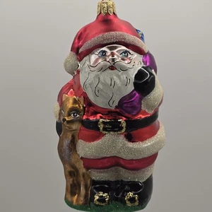 Adorno de Navidad de Papá Noel soplado a mano reno vintage 5 pulgadas - Imagen 1 de 6