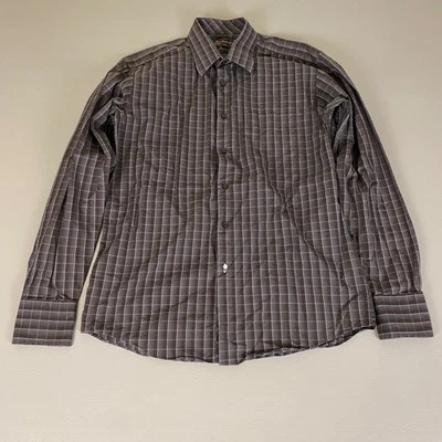 Camisa de vestir Ben Sherman para hombre 15,5 34/35 marrón a cuadros manga larga con botones Foto 1 de 4