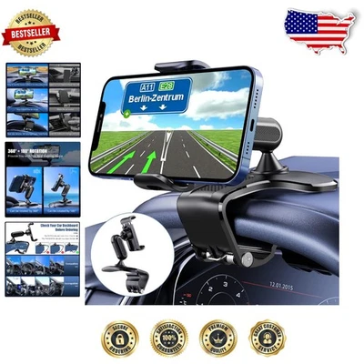 Dashboard Cell Phone Holder - 360° Rotation, Non-Slip, Secure Clip Mount - Image 1 of 4
